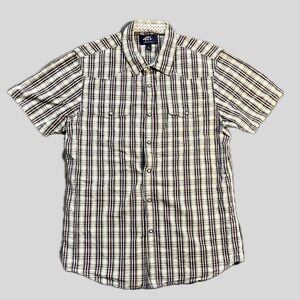 AI Authentic Icon Plaid Western Pearl Snap Short Sleeve Shirt Size Large